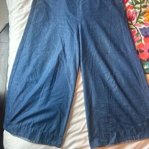 Wide Leg Denim Jeans - Blue Flare